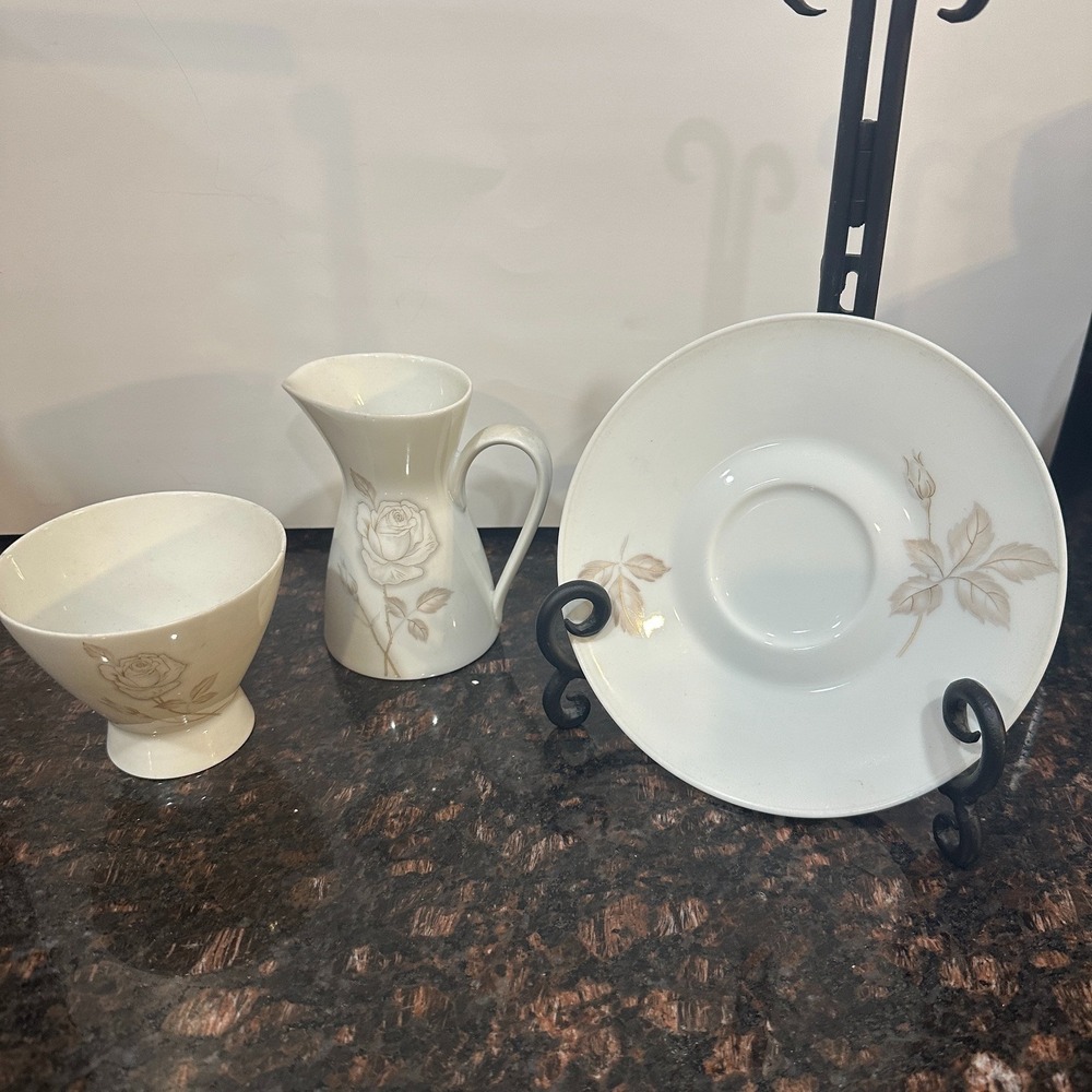 Rosenthal Classic Rose Creamer Sugar Bowl Saucer Plate Set Raymond Loewy Germany